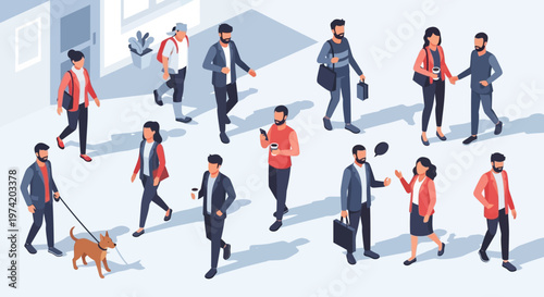 Isometric Casual People Daily Life Set – Modern Lifestyle Vector