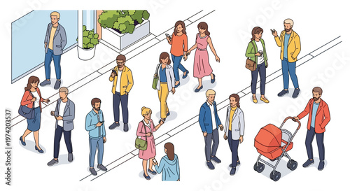 Isometric Casual People Daily Life Set – Modern Lifestyle Vector