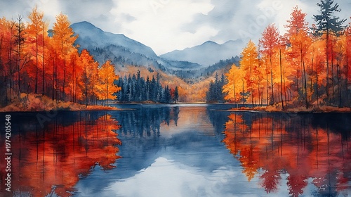 Autumn lake reflections