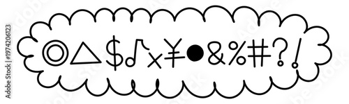 手書きの聞き取れなかった時の表現◎△＄♪×¥●&%#?! モコモコフキダシアイコン