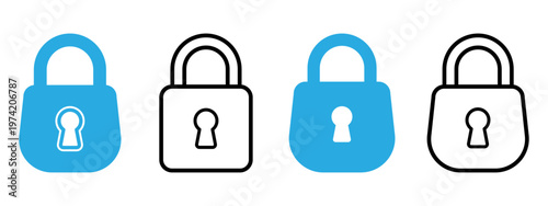 Lock icon set for security privacy protection and password interface design