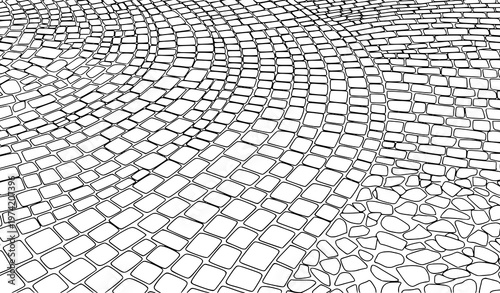 A minimalist vector illustration of a cobblestone pattern in black and white