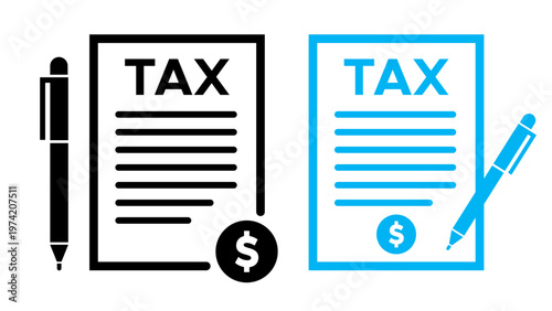 Tax document payment icons for finance accounting report and billing concept
