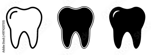 Solid tooth icon for dental clinic oral hygiene and medical design