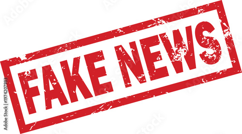 Bold red 'fake news' stamp a visual representation of disinformation and media scrutiny