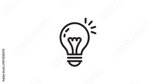 Light Bulb Icon Glowing Brightly On White Background For Creative Idea Concepts