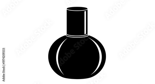 Simple black silhouette of a round nail polish bottle with a cylindrical cap
