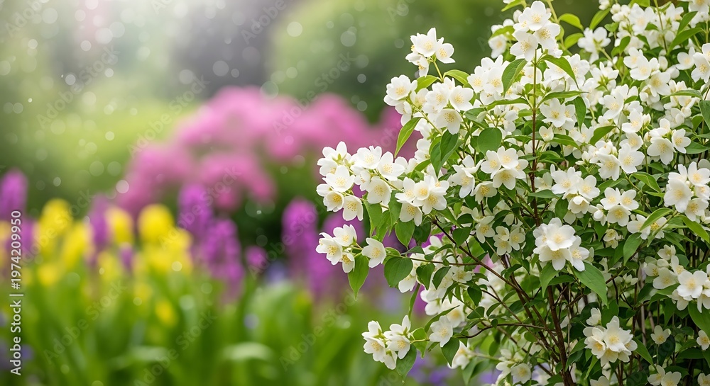 Obraz premium Vibrant garden flowers in full bloom.