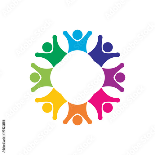 Colorful Circle of People Illustration