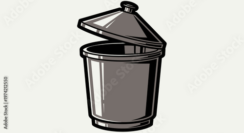 Metal trash can with lid.