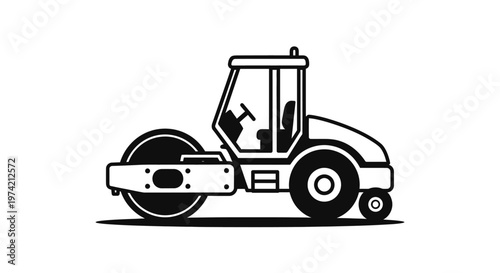 Road roller construction vehicle machine.