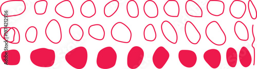 shapes showing irregular oval outlines and filled forms arranged in rows, resembling stylized cells stones or organic patterns