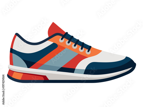 Athletic sneaker shown resting on plain white background