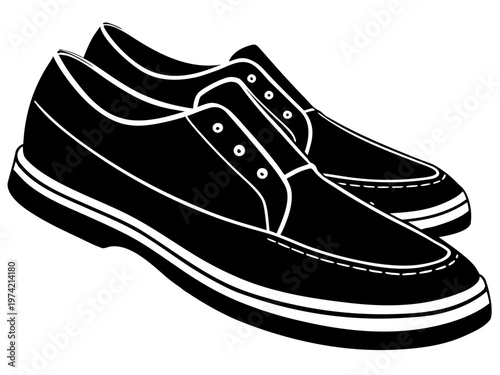 Black dress shoes illustrated isolated on white background