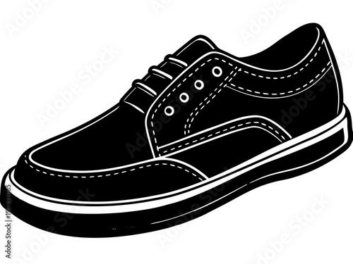 Casual shoe outlined and displayed on white background