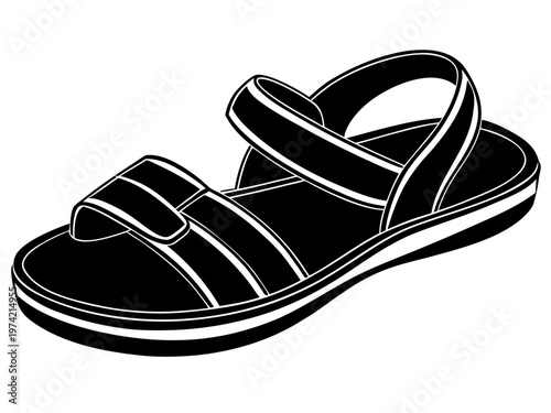 Single casual sandal isolated on plain white background