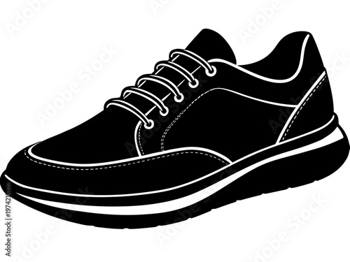 Sneaker shoe laced in side profile view in studio setting