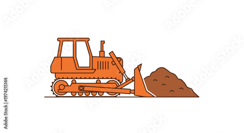 Bulldozer pushing a pile of dirt.