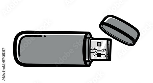 Gray USB flash drive storage device.