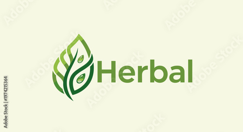 Green leaf logo with herbal text.