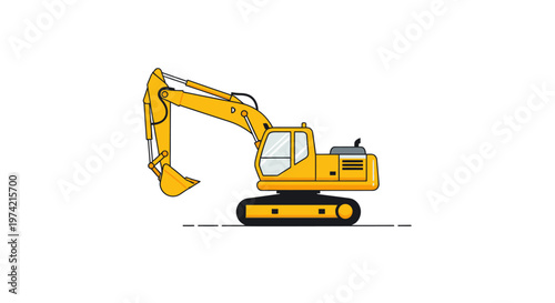 Yellow excavator machine heavy equipment.