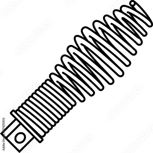 Bulb auger attachment for plumbing snake and drain cleaner tool to remove sewer pipe clogs. Vector outline icon.