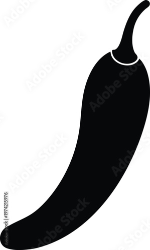Black Chili Pepper Silhouette Icon Vector