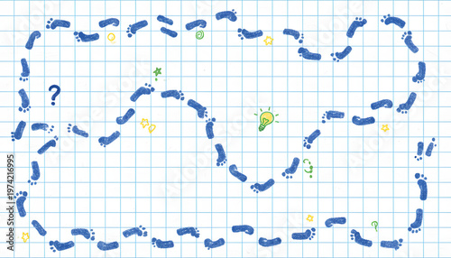 Footstep Graph Paper for Kids | Interactive Path Coloring & Activity Worksheet