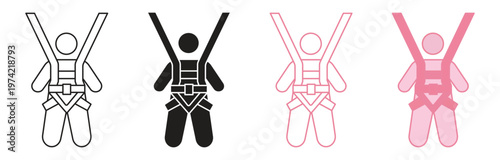 Full body safety harness icon. Fall protection in industrial and construction, vector illustration.