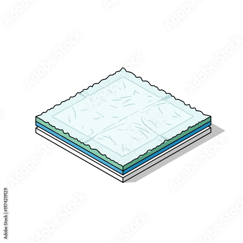 Illustration of an absorbent puppy pad isolated on a white background with layered design and textured surface