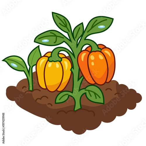 Vibrant Orange Bell Peppers Growing in Rich, Fertile Soil Perfect for Gardening Enthusiasts