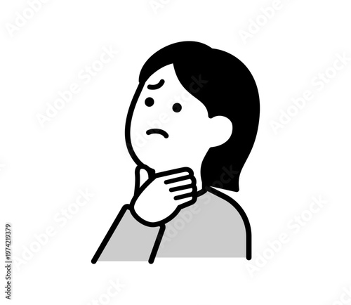 のどの痛みを感じている女性のイラスト