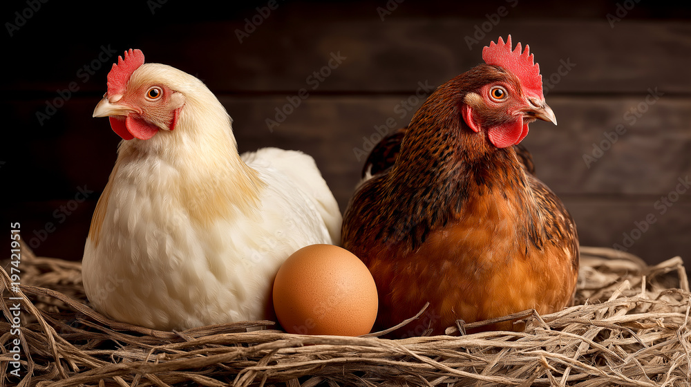 Fototapeta premium chicken and eggs