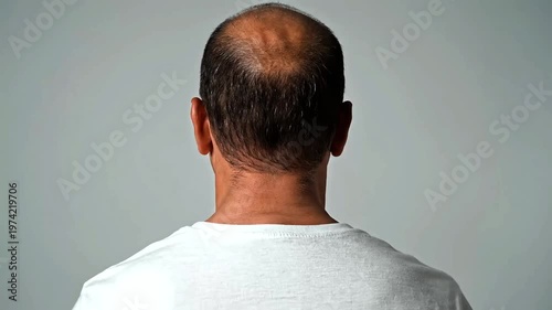 Man with balding hair on back.