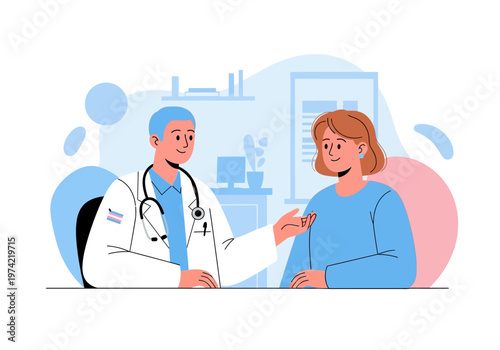 Doctor and patient discussing healthcare, promoting inclusive and lgbt-friendly medical services for everyone