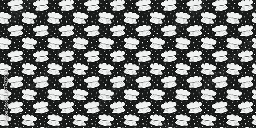 Traditional white chef toque repeating pattern for restaurant menu design. chef hat pattern