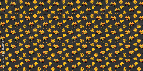 Modern hamburger car repeating design for fresh street food branding identity. Burger car pattern