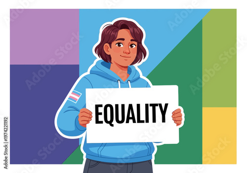 A person holds a sign that says EQUALITY, representing inclusivity and acceptance