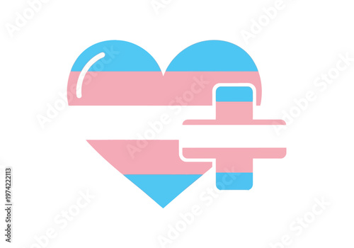 Transgender Pride Heart with Plus Symbol Graphic - Symbolizing Support and Inclusivity