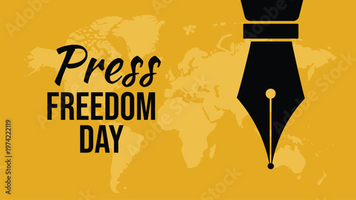 World press freedom day concept with fountain pen nib and world map background symbolizing journalism freedom of speech media rights and awareness