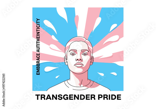 Transgender Pride Flag Colors Emanating From Head Of A Person Representing Identity And Acceptance
