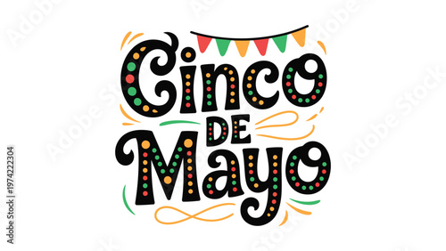 Cinco de mayo decorative typography with festive patterns and ornaments colorful mexican celebration design symbolizing culture tradition and holiday spirit