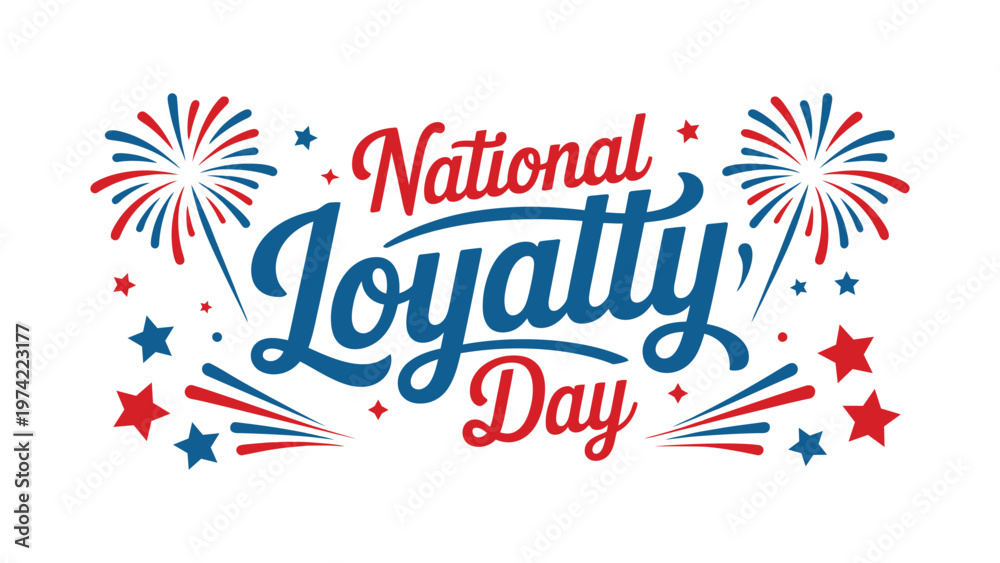 Obraz premium National loyalty day festive typography design with patriotic fireworks stars and decorative elements symbolizing unity pride celebration concept