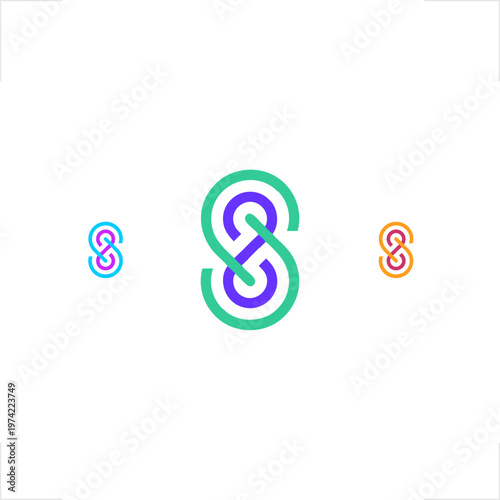 Interlocked spiral knot logo with double loop forming an S-shaped linkage symbol, ideal for technology, networking, digital platform, partnership, and connectivity-themed brand identity or startup
