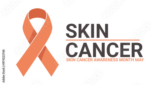Skin cancer awareness month concept with orange ribbon symbol representing melanoma prevention healthcare education uv protection dermatology support and early detection