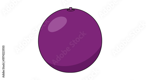 Simple purple berry fruit with stem on white background