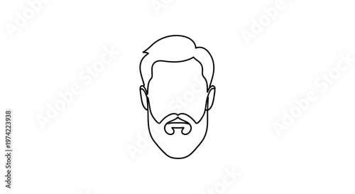 Simple line art illustration of bearded man head
