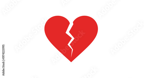 Red broken heart icon on a white background