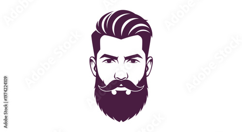 Modern man head with stylish beard and haircut design
