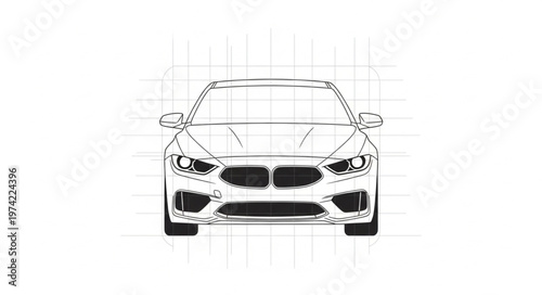 Front View Car Blueprint - Automotive Design and Engineering.